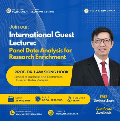 HIMA DIM FEB UNAIR sukses menyelenggarakan International Guest Lecture bertema “Panel Data Analysis for Research Enrichment”